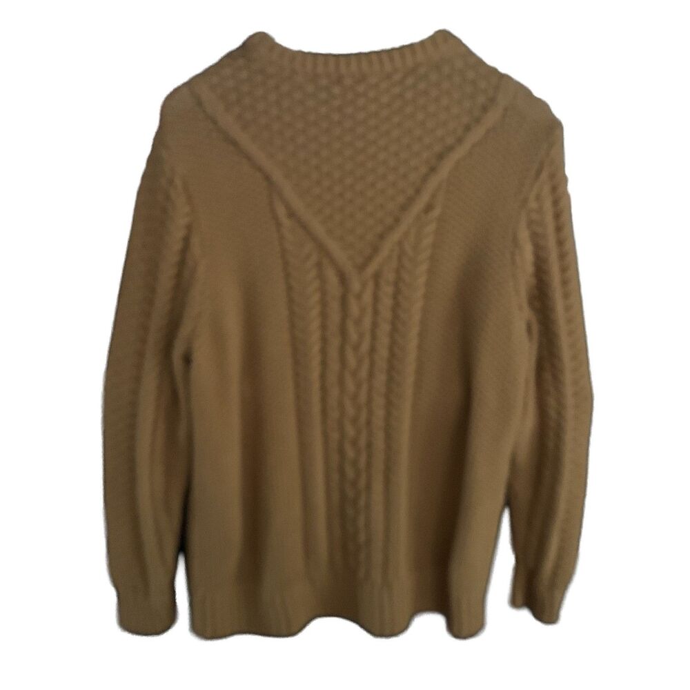 LL Bean Signature Mustard Gold Cable Knit Pullover Sweater Size Large - Picture 5 of 5